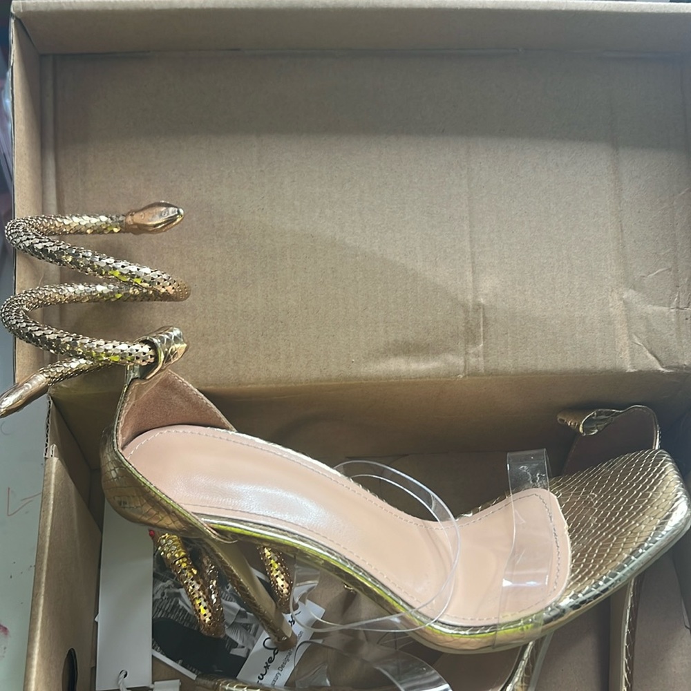 gold snake heels